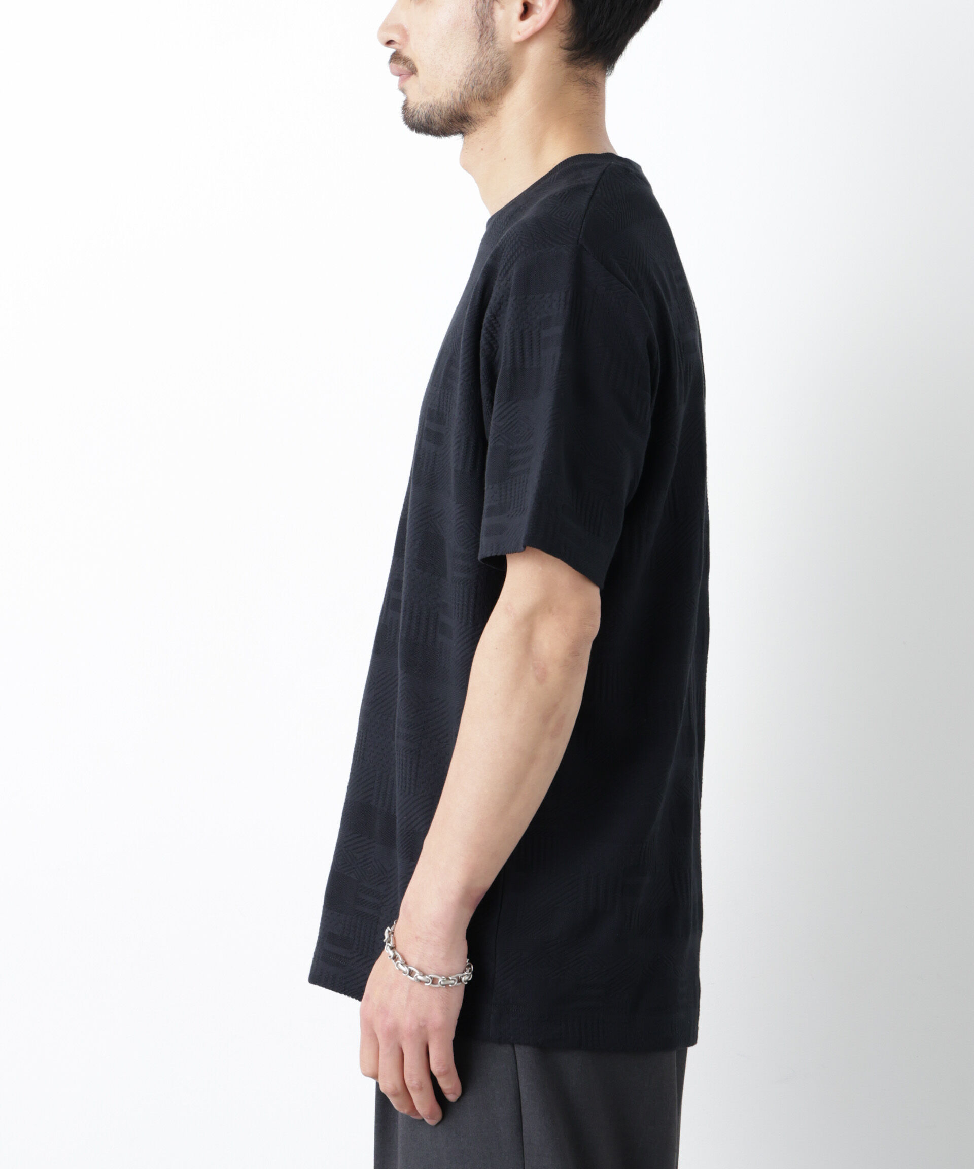 NANO universe「リンクスジャガードTシャツ 半袖」|Tシャツ・カットソー|