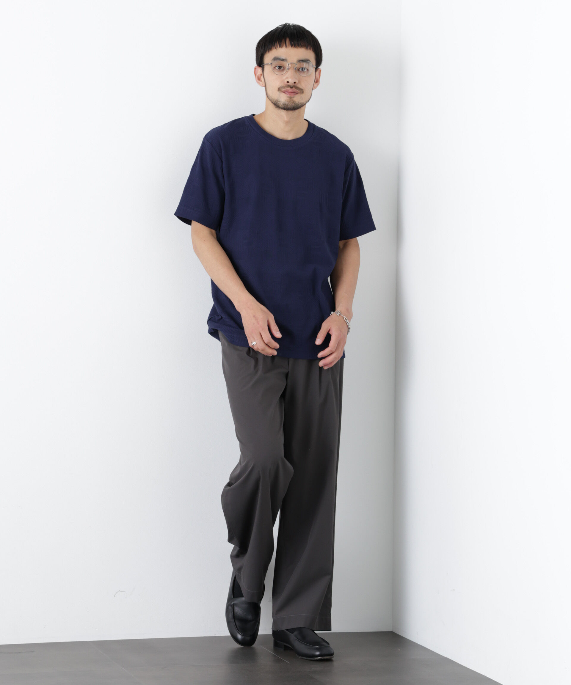 NANO universe「リンクスジャガードTシャツ 半袖」|Tシャツ・カットソー|