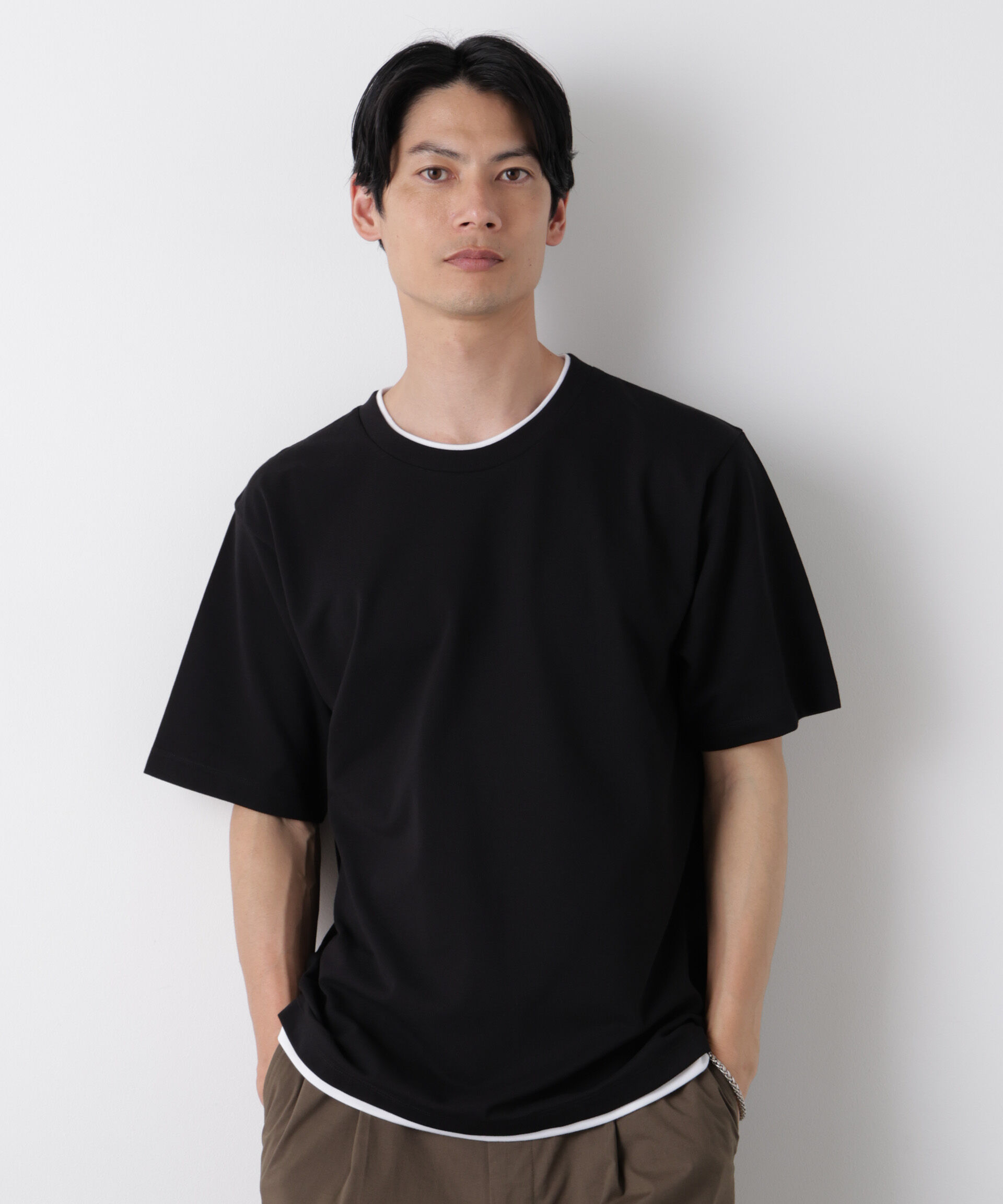 NANO universe「フェイクレイヤード鹿の子Tシャツ 半袖」|Tシャツ・カットソー|