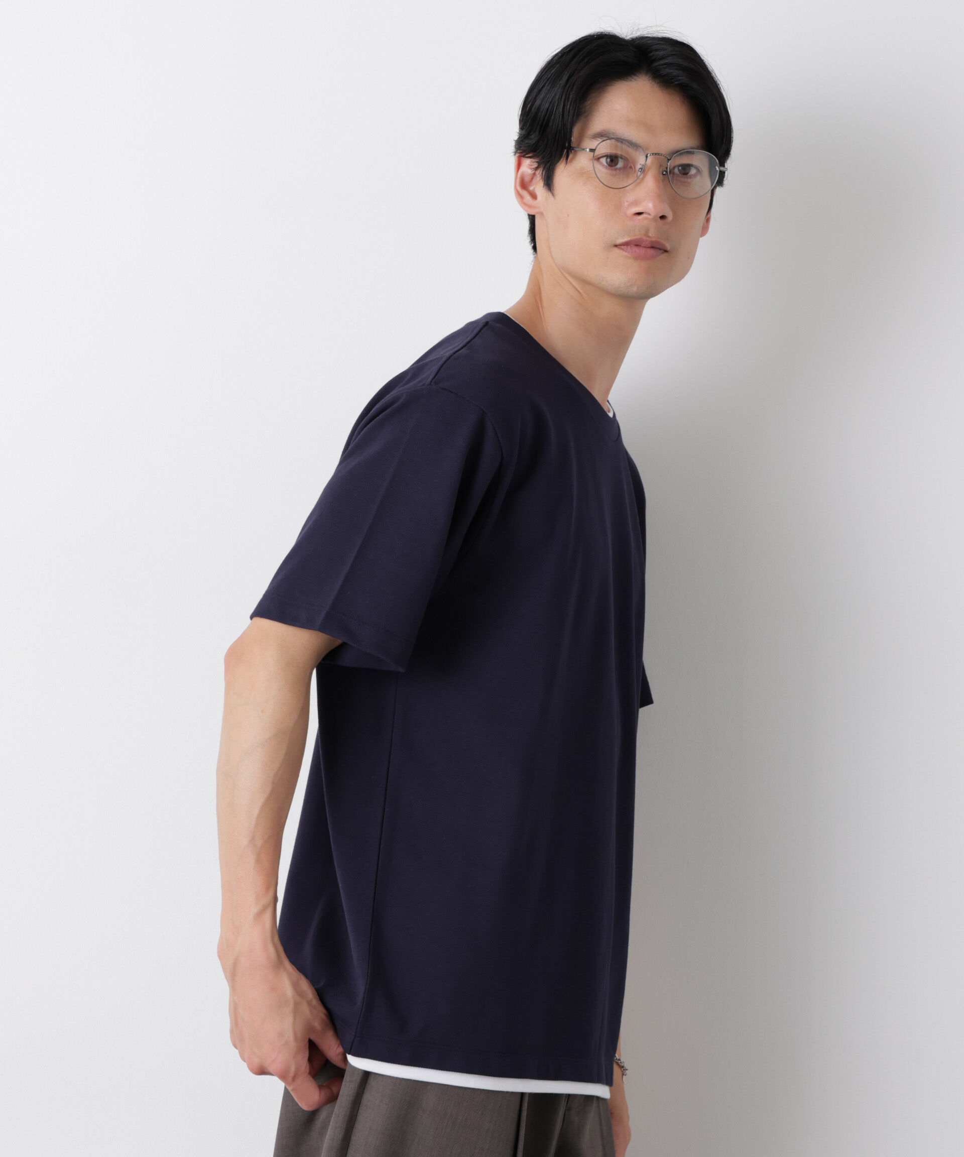 NANO universe「フェイクレイヤード鹿の子Tシャツ 半袖」|Tシャツ・カットソー|