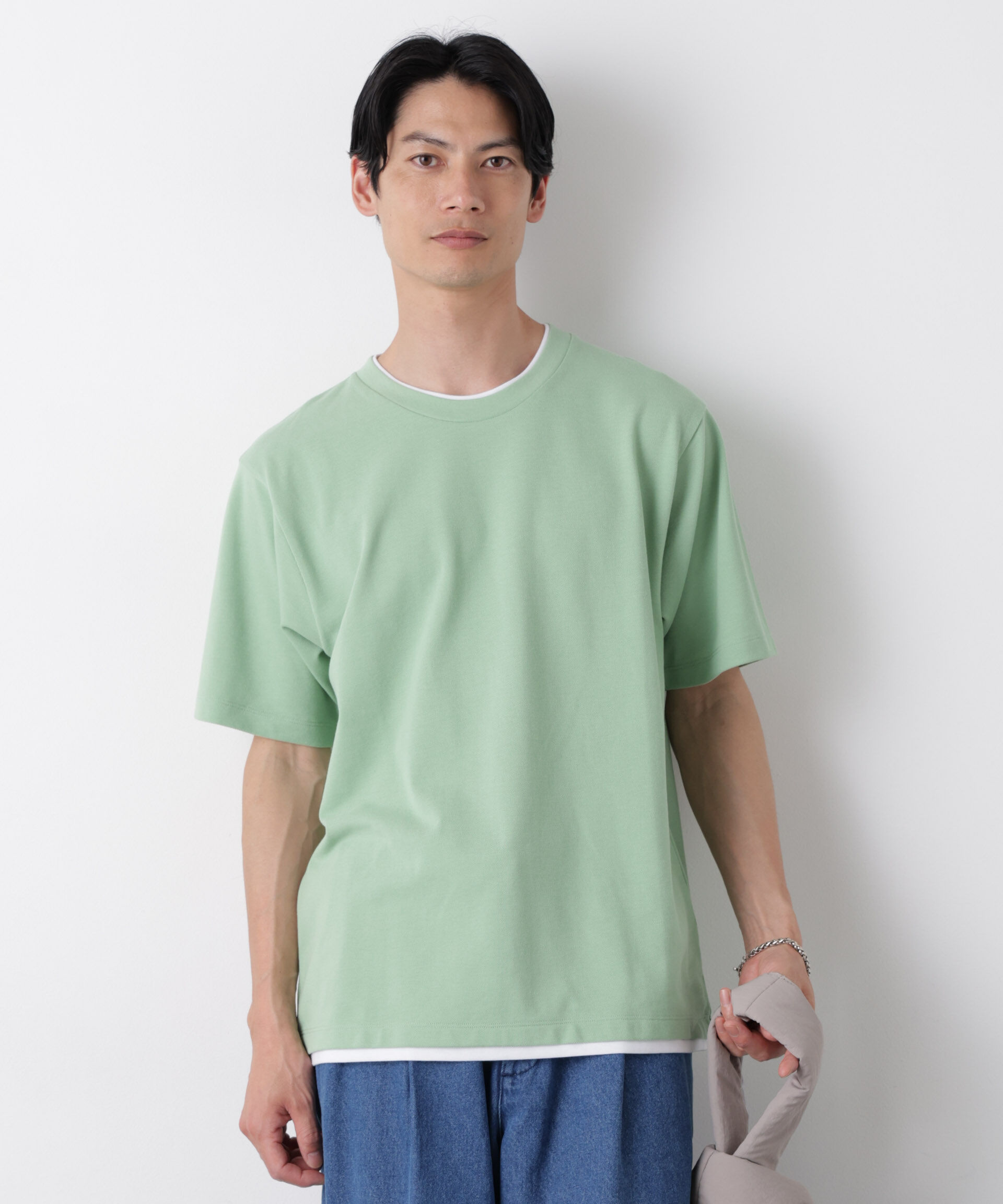 NANO universe「フェイクレイヤード鹿の子Tシャツ 半袖」|Tシャツ・カットソー|