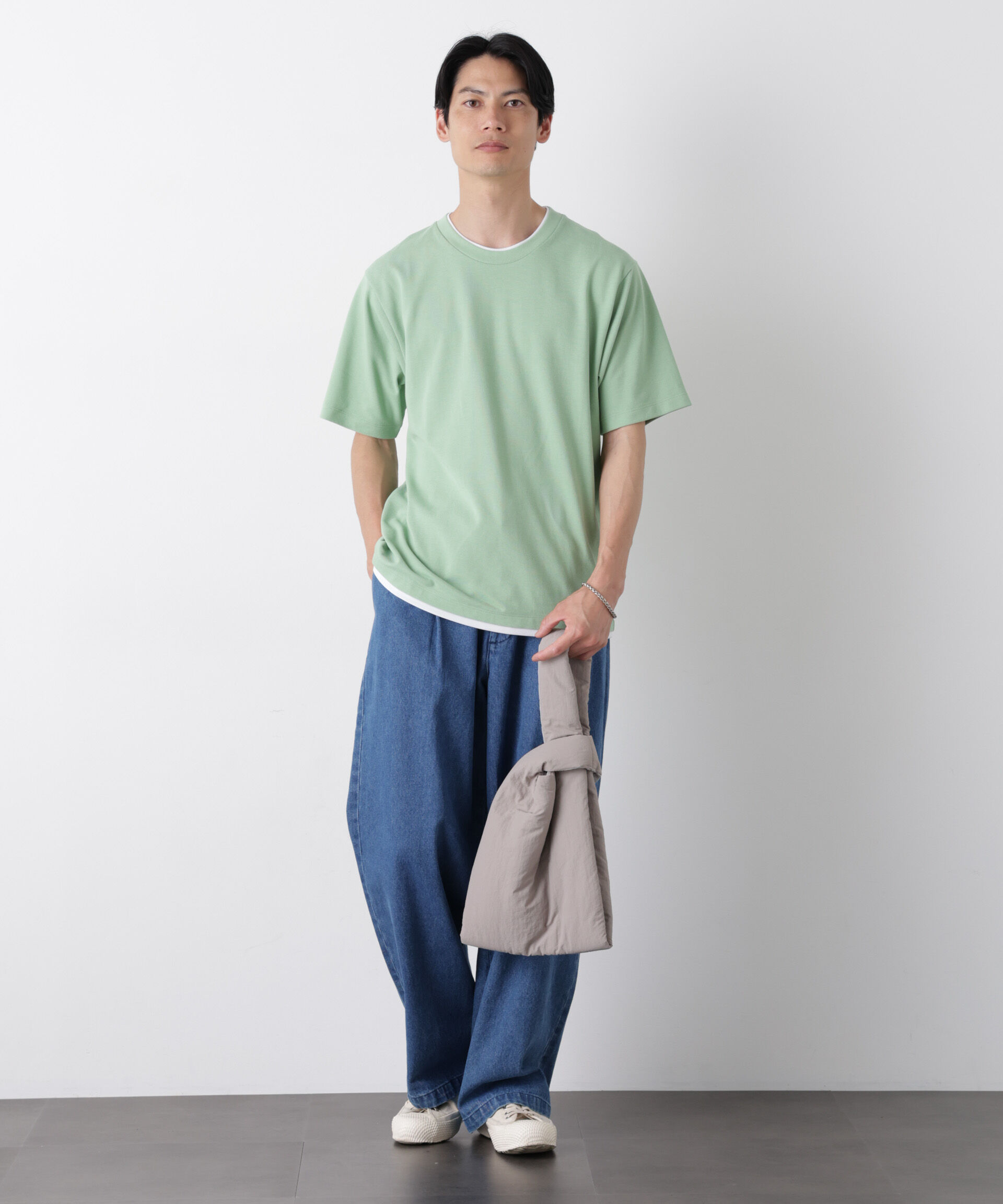 NANO universe「フェイクレイヤード鹿の子Tシャツ 半袖」|Tシャツ・カットソー|