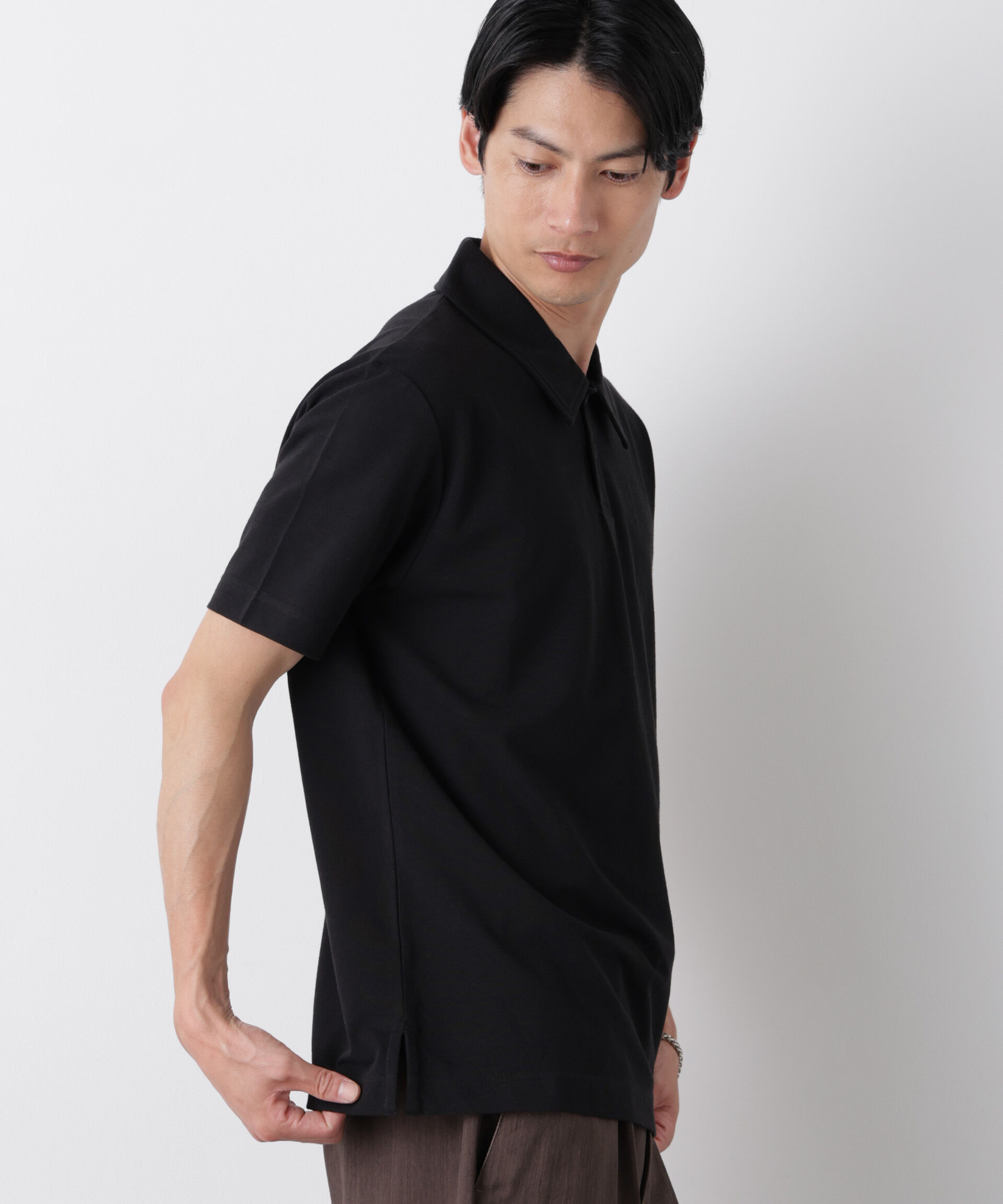 NANO universe「ドライ天竺ポロシャツ 半袖」|Tシャツ・カットソー|