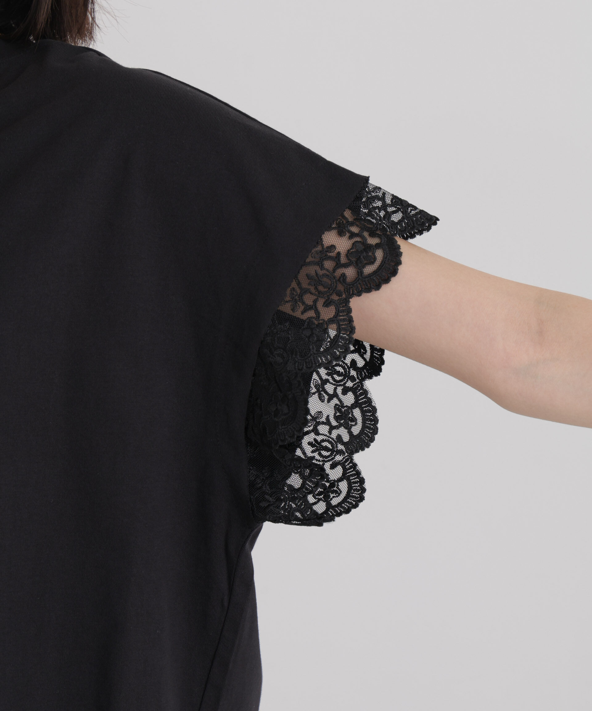 NANO universe「レースカフドルマンワイドカットトップス」|Tシャツ・カットソー|
