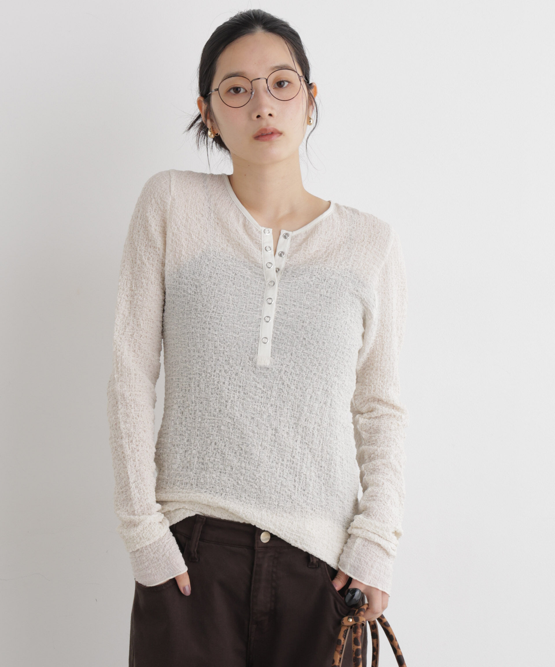 NANO universe「シャーリングヘンリーネックプルオーバー」|Tシャツ・カットソー|