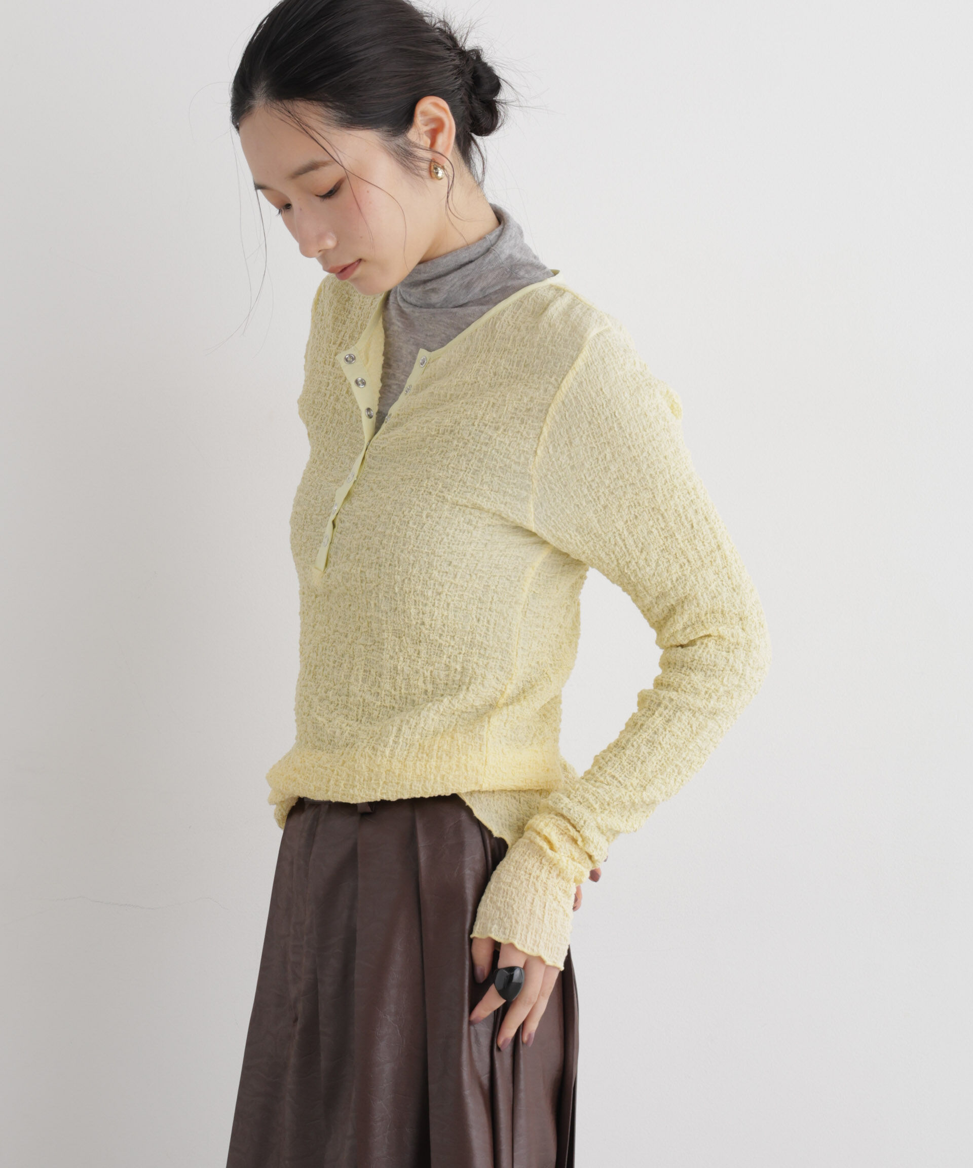 NANO universe「シャーリングヘンリーネックプルオーバー」|Tシャツ・カットソー|
