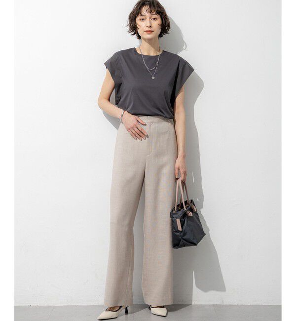 23区「スムースデザイン タフタスリーブ カットソー」|Tシャツ・カットソー|
