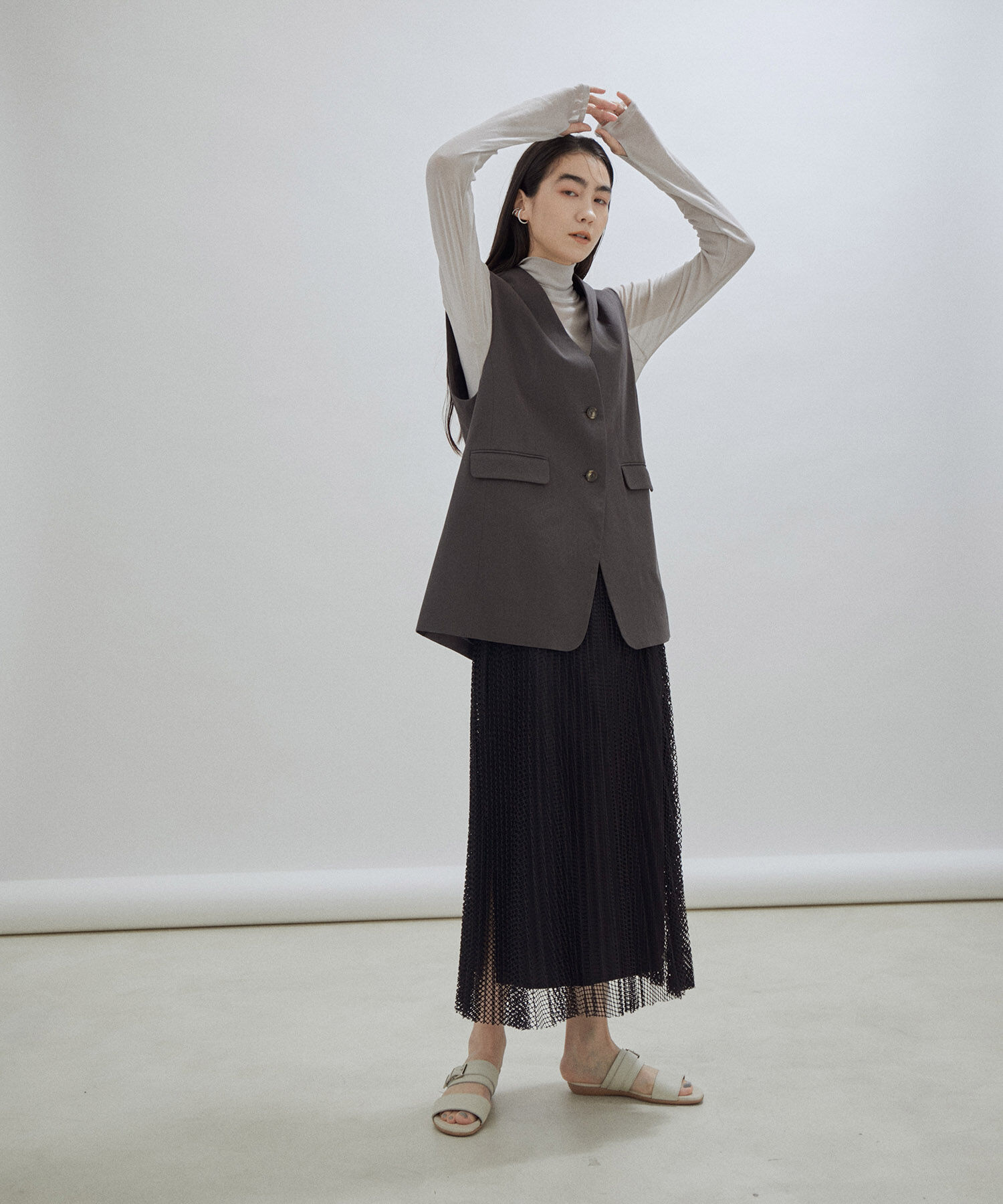 SALON adam et rope'「ダイヤメッシュプリーツスカート」|スカート|