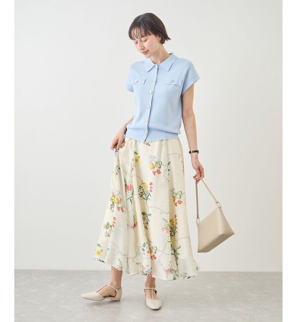 Rope&rsquo;Picnic「八方映えニット 金ボタンフレンチスリーブポロカラーカーディガン/UVカット・接触冷感・イージーケア」|カーディガン|