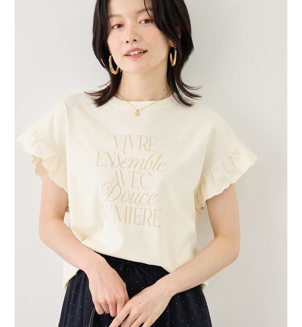Rope&rsquo;Picnic「フリルスリーブロゴTシャツ/接触冷感・汗染み防止」|Tシャツ・カットソー|