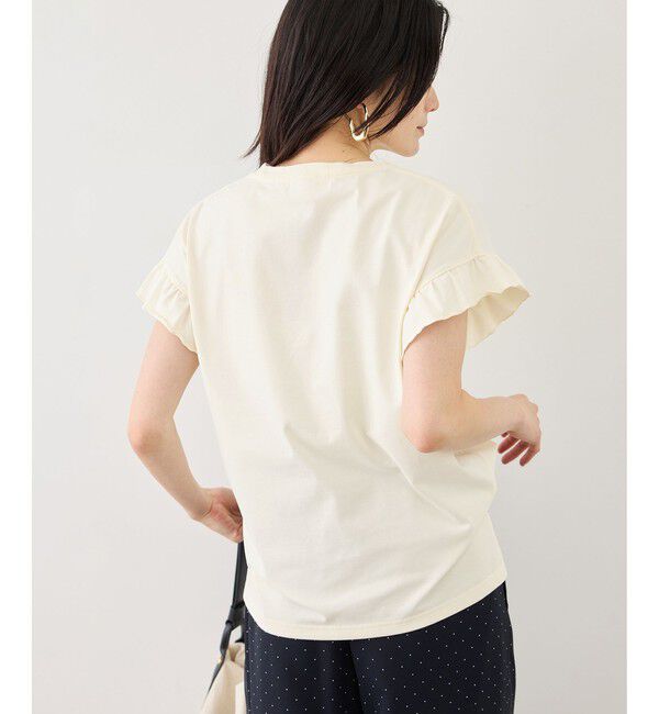 Rope&rsquo;Picnic「フリルスリーブロゴTシャツ/接触冷感・汗染み防止」|Tシャツ・カットソー|