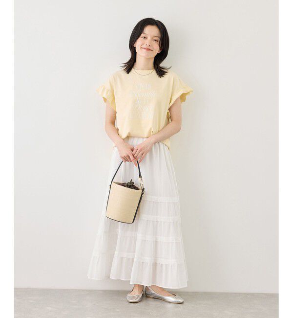 Rope&rsquo;Picnic「フリルスリーブロゴTシャツ/接触冷感・汗染み防止」|Tシャツ・カットソー|