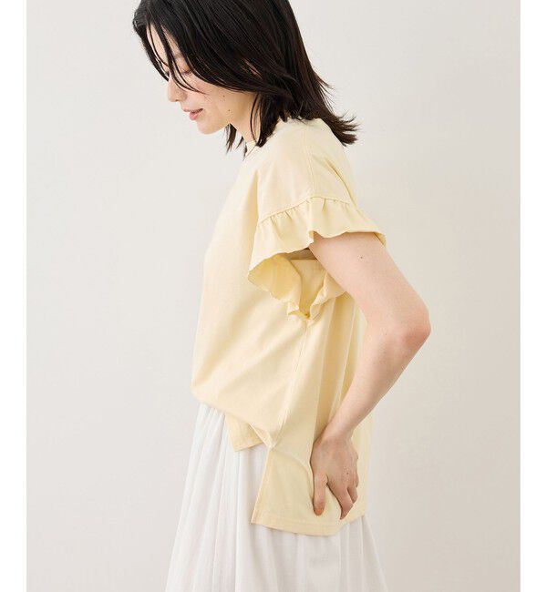Rope&rsquo;Picnic「フリルスリーブロゴTシャツ/接触冷感・汗染み防止」|Tシャツ・カットソー|