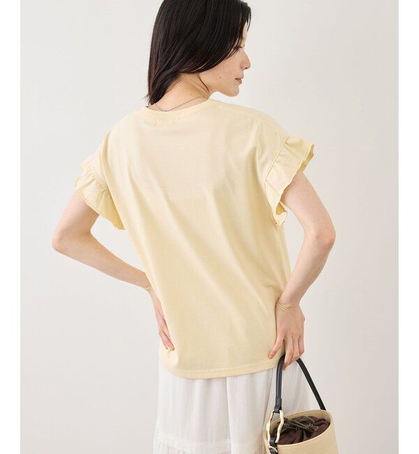 Rope&rsquo;Picnic「フリルスリーブロゴTシャツ/接触冷感・汗染み防止」|Tシャツ・カットソー|