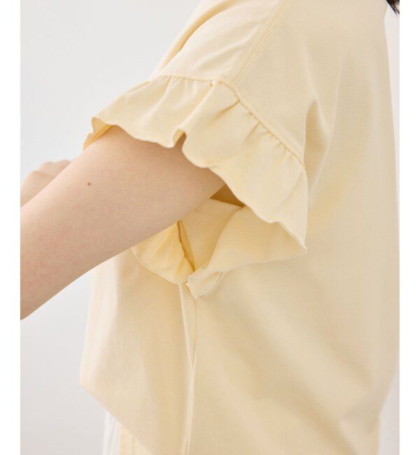 Rope&rsquo;Picnic「フリルスリーブロゴTシャツ/接触冷感・汗染み防止」|Tシャツ・カットソー|