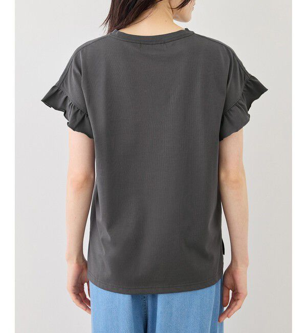 Rope&rsquo;Picnic「フリルスリーブロゴTシャツ/接触冷感・汗染み防止」|Tシャツ・カットソー|
