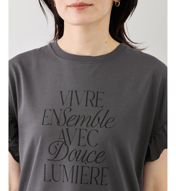 Rope&rsquo;Picnic「フリルスリーブロゴTシャツ/接触冷感・汗染み防止」|Tシャツ・カットソー|