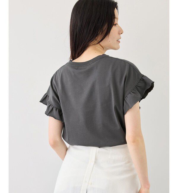 Rope&rsquo;Picnic「フリルスリーブロゴTシャツ/接触冷感・汗染み防止」|Tシャツ・カットソー|
