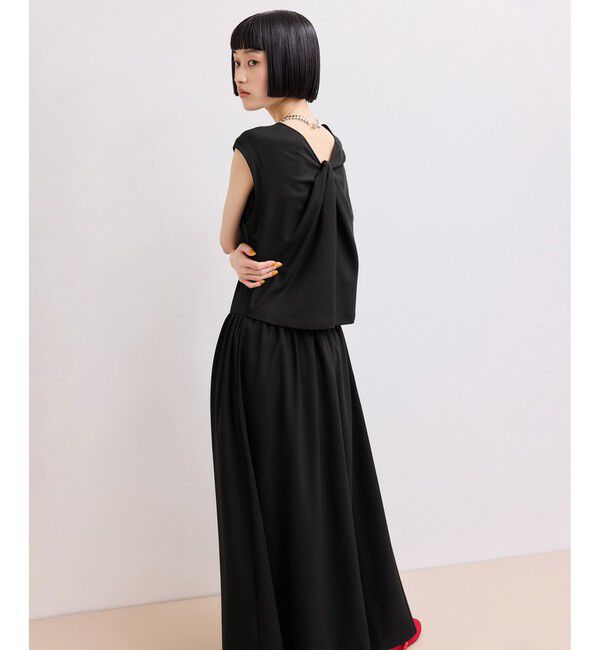 ADAM ET ROPE'「【WEB限定】バックオープンマキシワンピース」|ワンピース|ブラック(01)