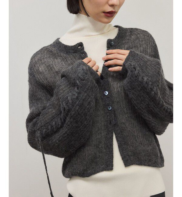 ADAM ET ROPE'「【WEB限定】シアーモヘアリボンカーディガン」|カーディガン|