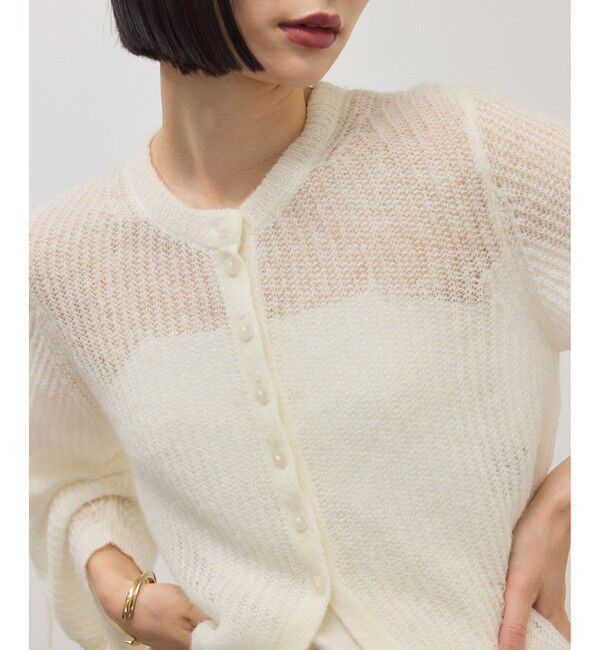 ADAM ET ROPE'「【WEB限定】シアーモヘアリボンカーディガン」|カーディガン|