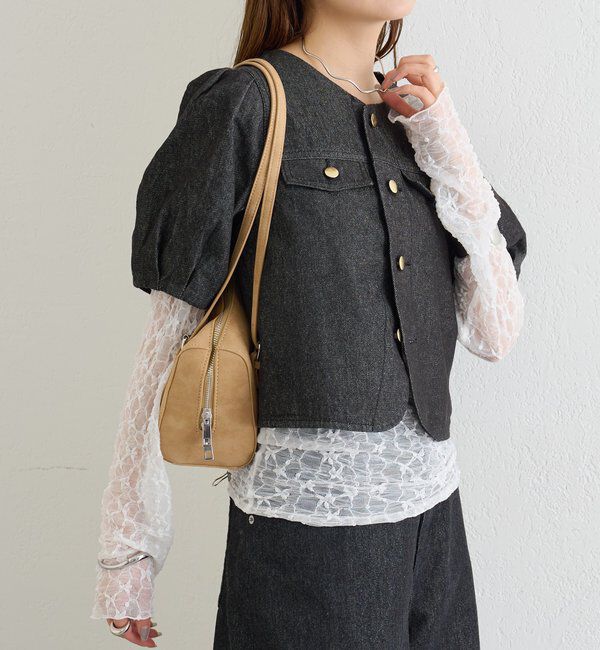  「デニムパフ半袖シャツジャケット」|シャツ・ブラウス|