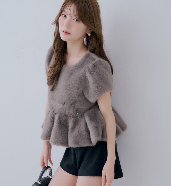  「【SALON by Chico】バルーンファーペプラムトップス」|シャツ・ブラウス|