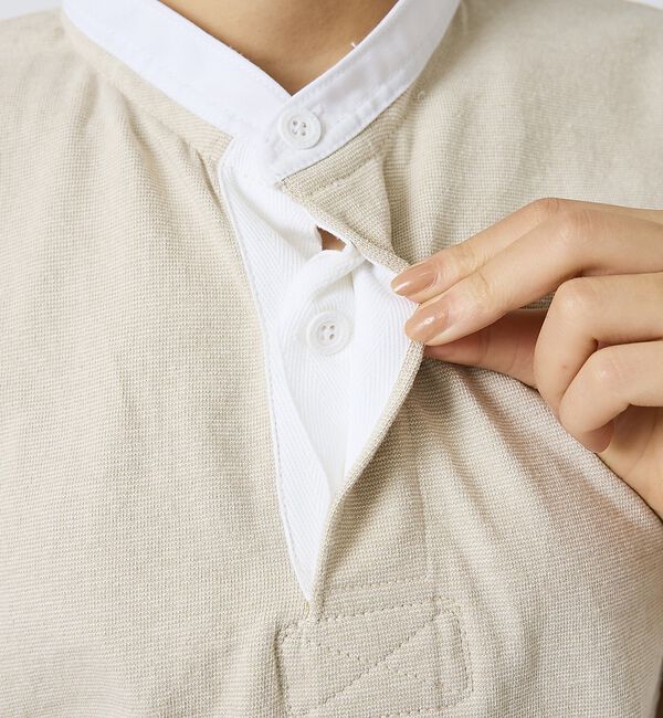 ABAHOUSE「【BARBARIAN / バーバリアン】Henley Collar Short」|ポロシャツ|