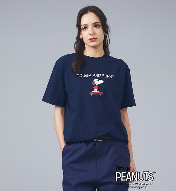 ABAHOUSE「【PEANUTS x BEEFY-T】クルーネック半袖Tシャツ / 26SS /」|Tシャツ・カットソー|ネイビー