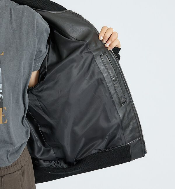 ABAHOUSE「【Alpha Industries（アルファ インダストリーズ）】LEATHER」|ブルゾン・スタジャン|
