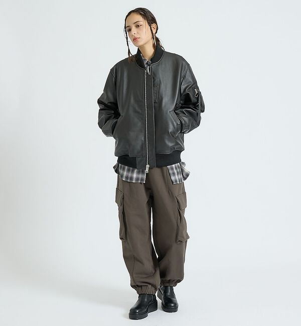 ABAHOUSE「【Alpha Industries（アルファ インダストリーズ）】LEATHER」|ブルゾン・スタジャン|