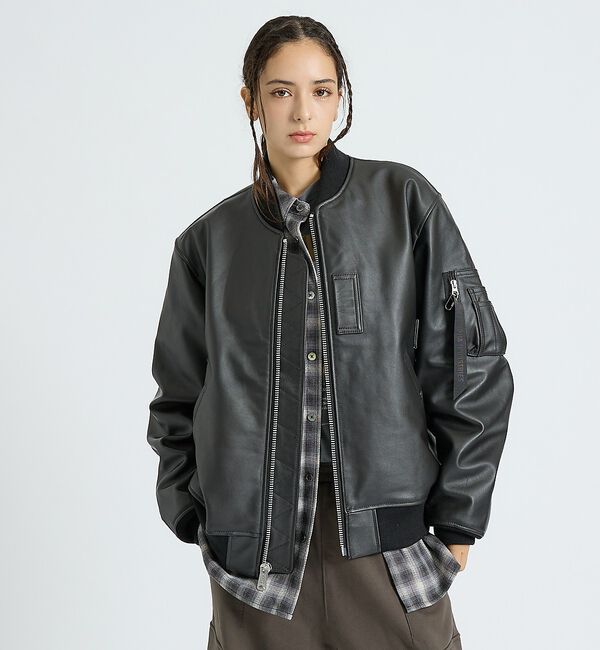 ABAHOUSE「【Alpha Industries（アルファ インダストリーズ）】LEATHER」|ブルゾン・スタジャン|