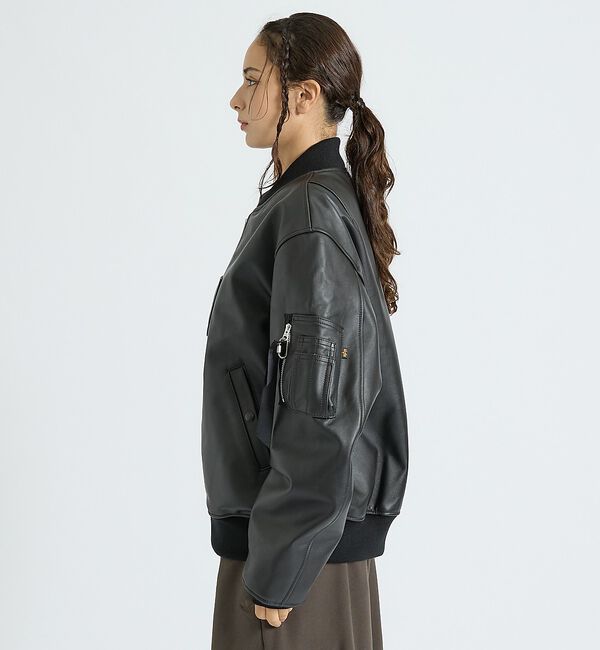 ABAHOUSE「【Alpha Industries（アルファ インダストリーズ）】LEATHER」|ブルゾン・スタジャン|