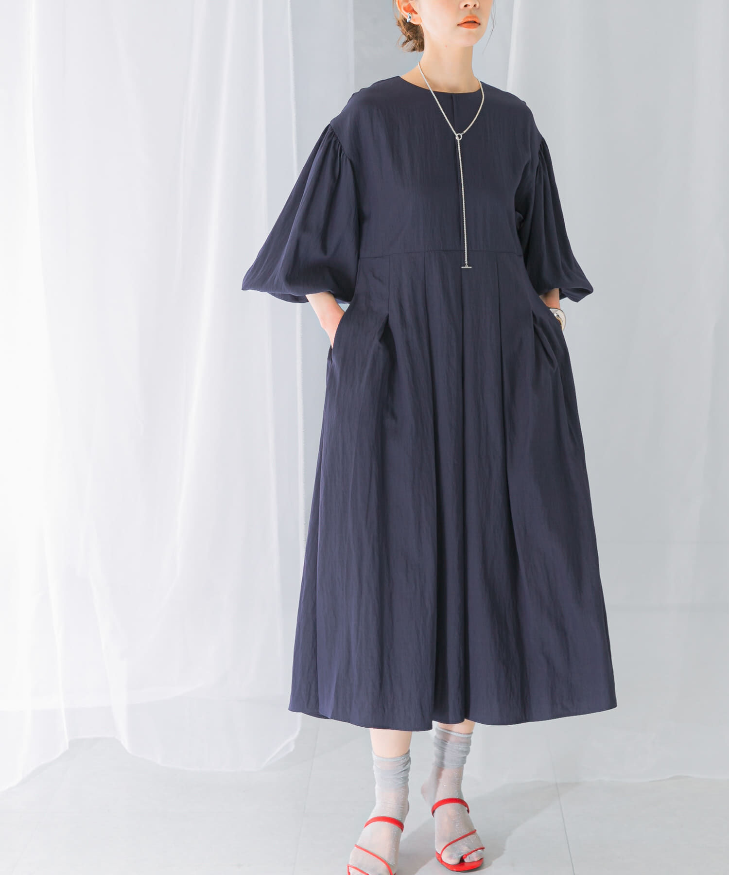 URBAN RESEARCH ROSSO「ボリュームスリーブタックワンピース」|ワンピース|