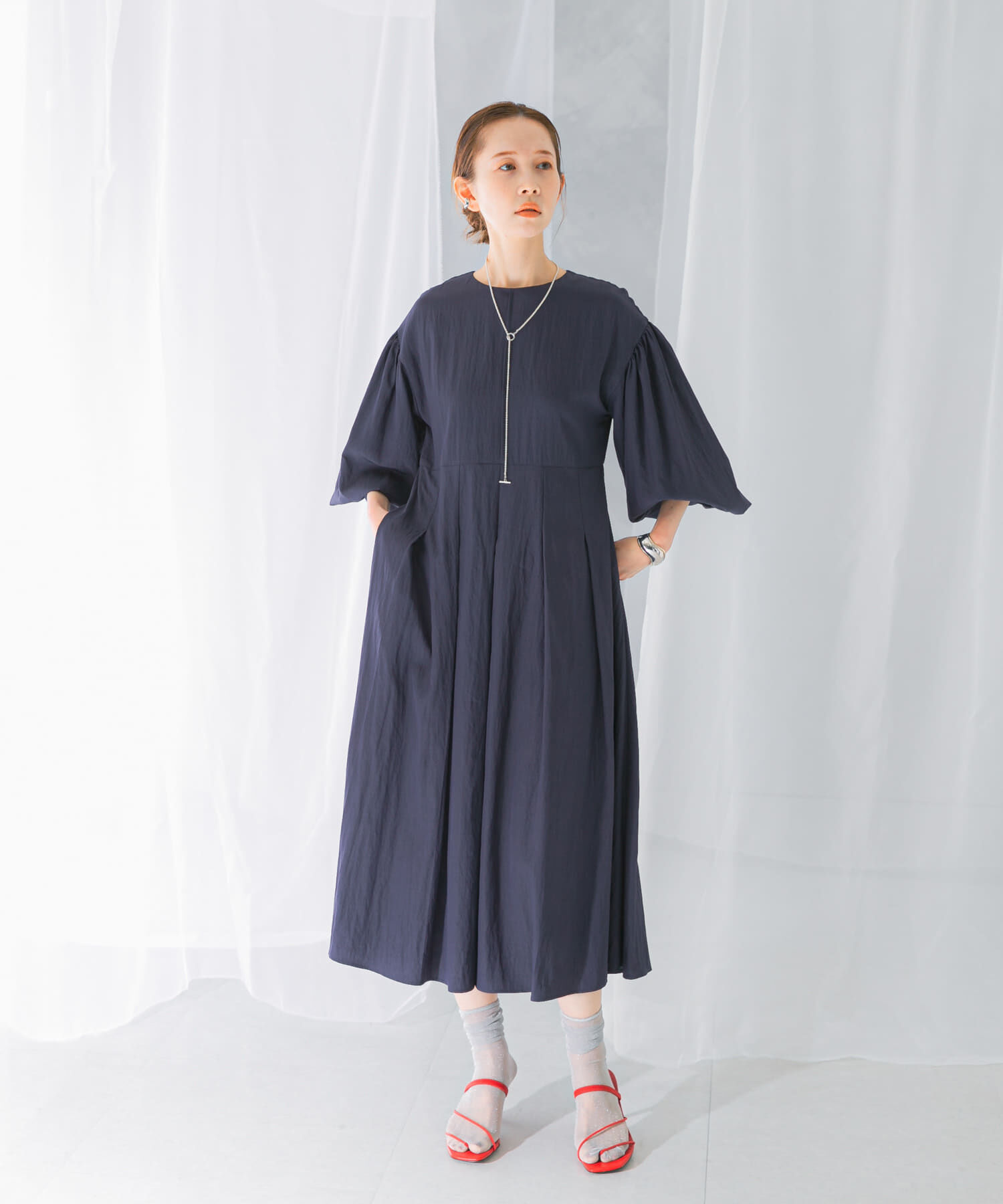 URBAN RESEARCH ROSSO「ボリュームスリーブタックワンピース」|ワンピース|