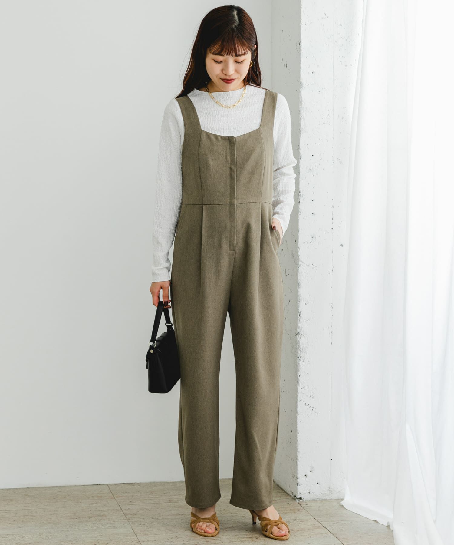 URBAN RESEARCH ROSSO「F by ROSSO　イージーケアワイドストレートオールインワン」|スカート|