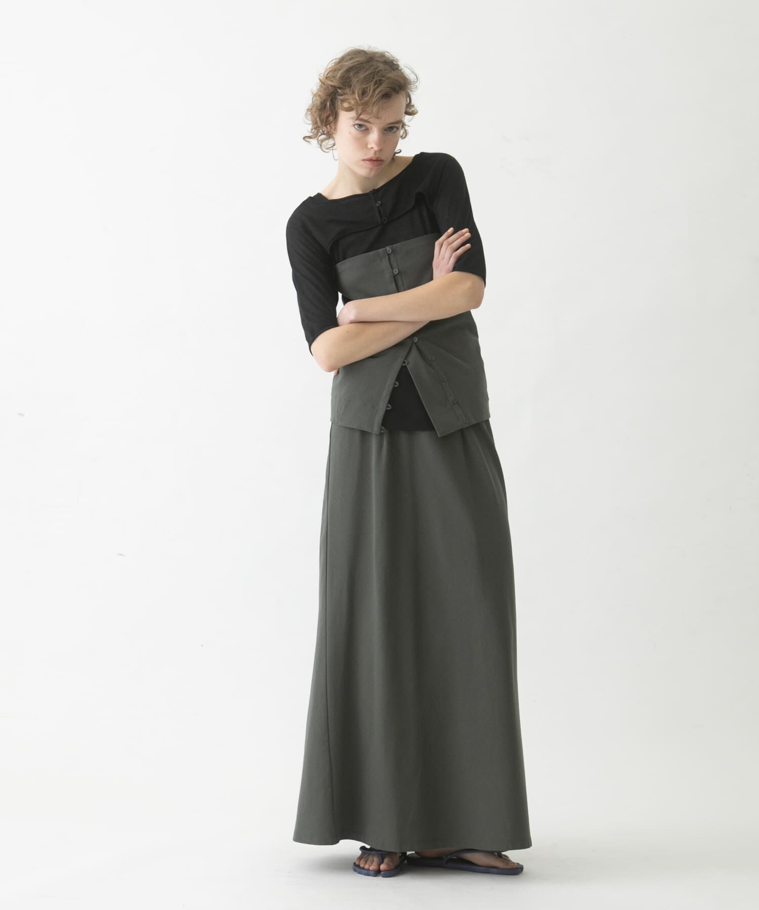 LAATO「flare long  skirt  set」|スカート|ダークグレー