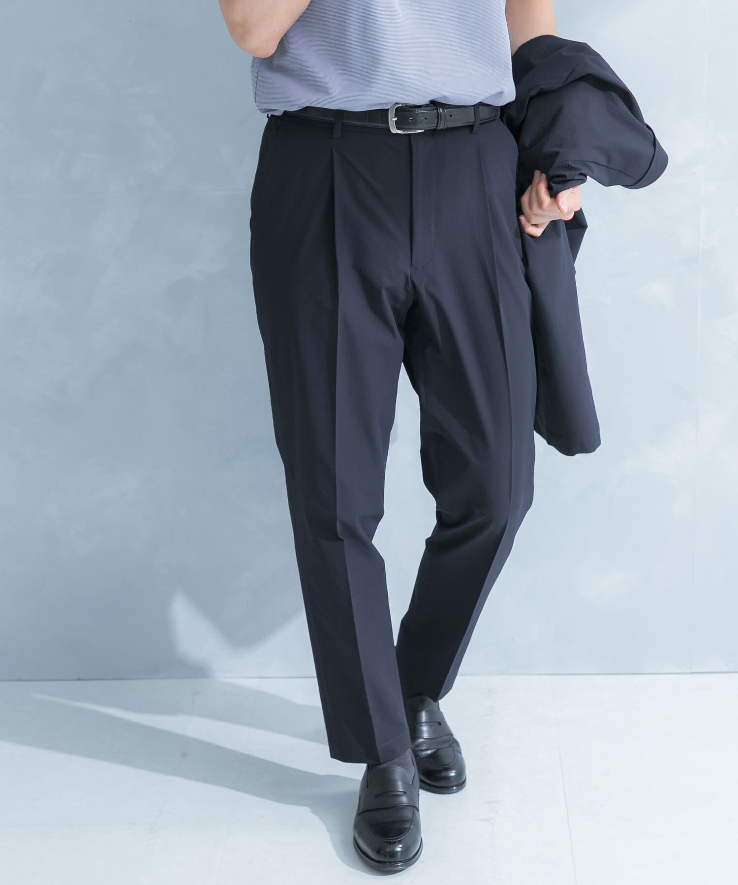 URBAN RESEARCH DOORS「LIFE STYLE TAILOR　シアサッカーストレッチパンツ」|その他|ネイビー