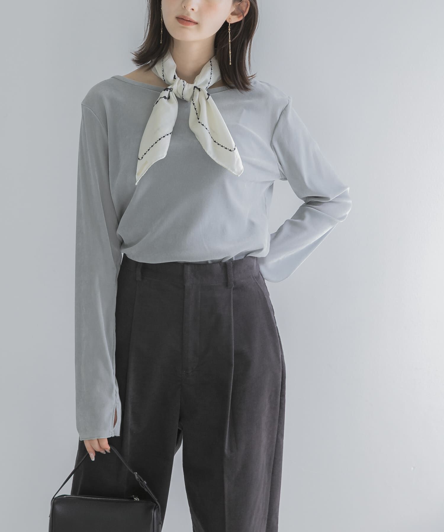 URBAN RESEARCH ROSSO「シアーベロアバックシームカットソー」|Tシャツ・カットソー|ブルー系その他