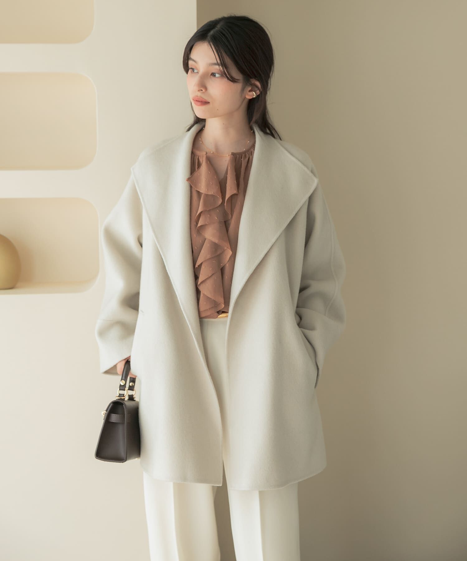 URBAN RESEARCH ROSSO「ロイヤルジーロンショールカラーリバーコート」|ノーカラーコート|