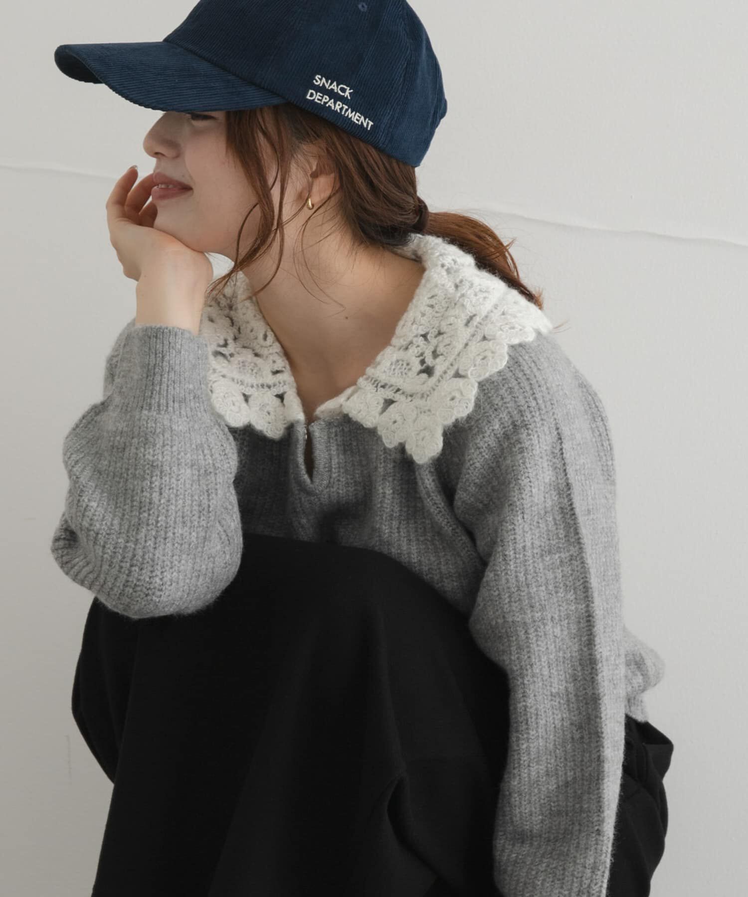 Sonny Label 「『WEB限定』レースカラーアゼニットプルオーバー」|ニット・セーター|グレー