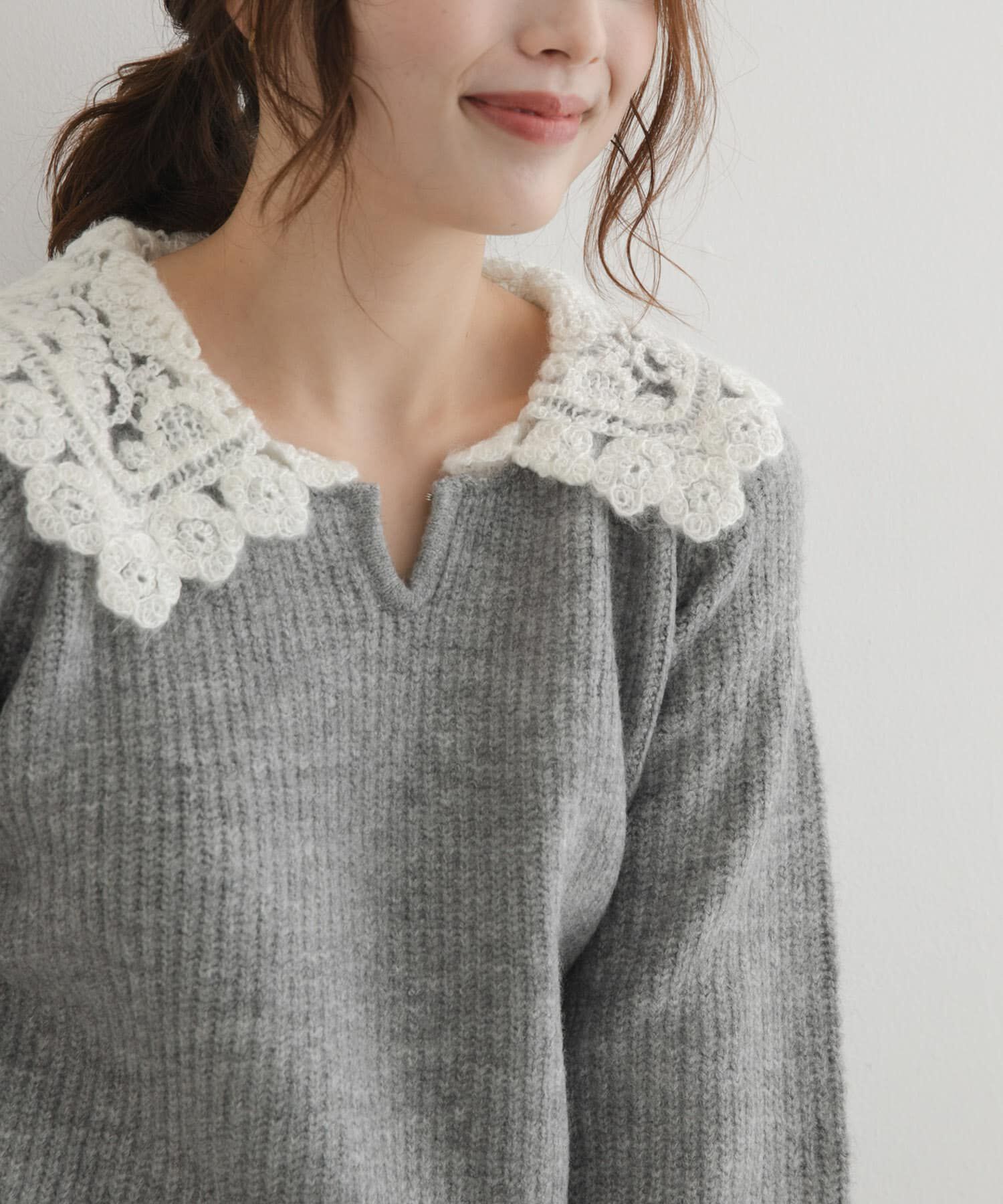 Sonny Label 「『WEB限定』レースカラーアゼニットプルオーバー」|ニット・セーター|
