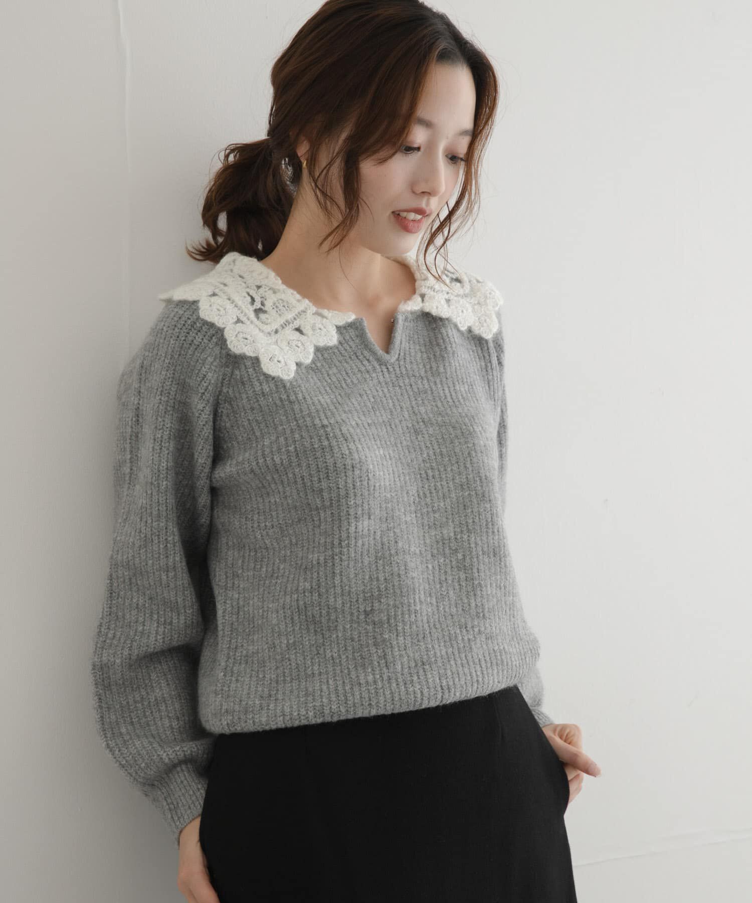 Sonny Label 「『WEB限定』レースカラーアゼニットプルオーバー」|ニット・セーター|