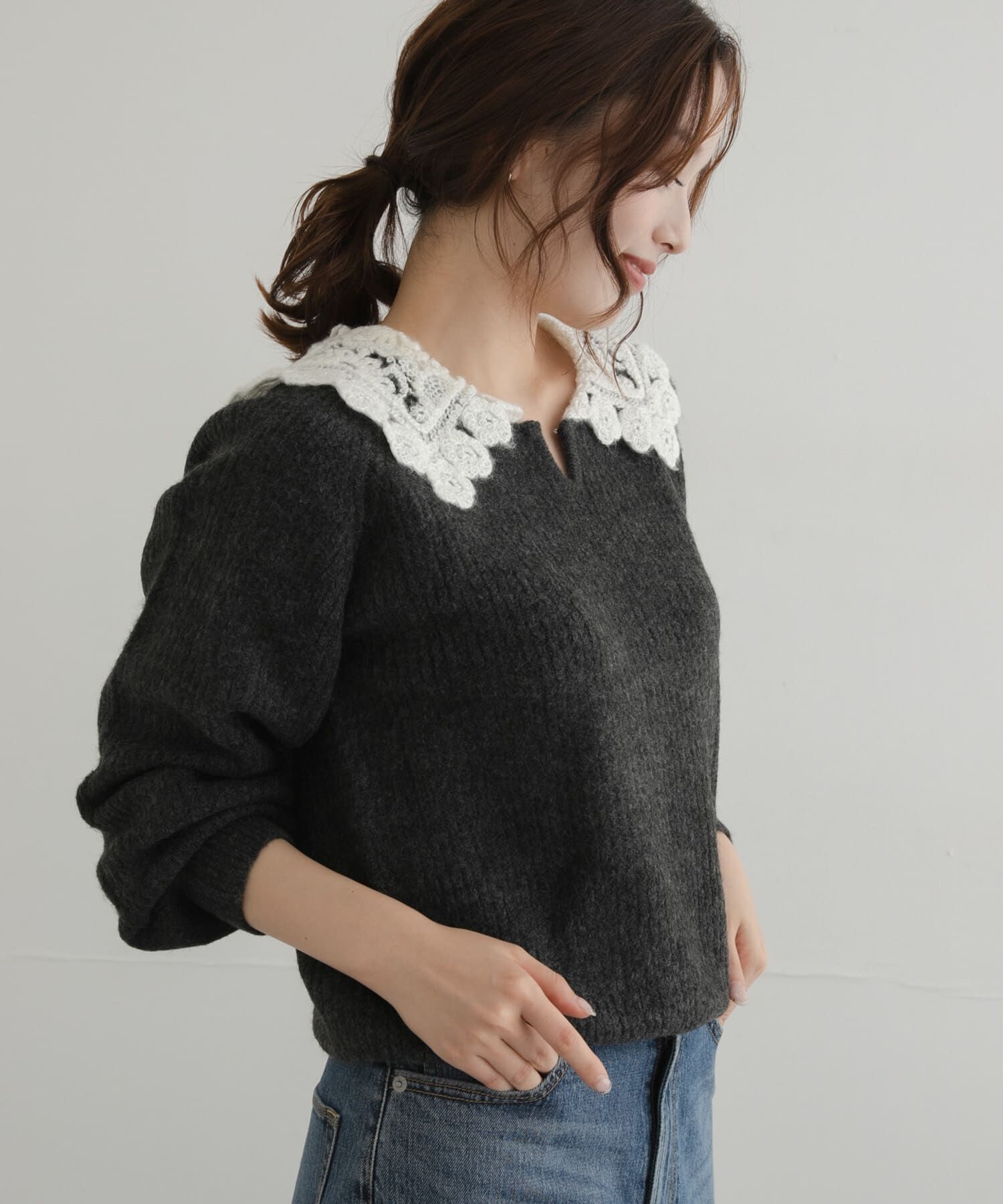 Sonny Label 「『WEB限定』レースカラーアゼニットプルオーバー」|ニット・セーター|