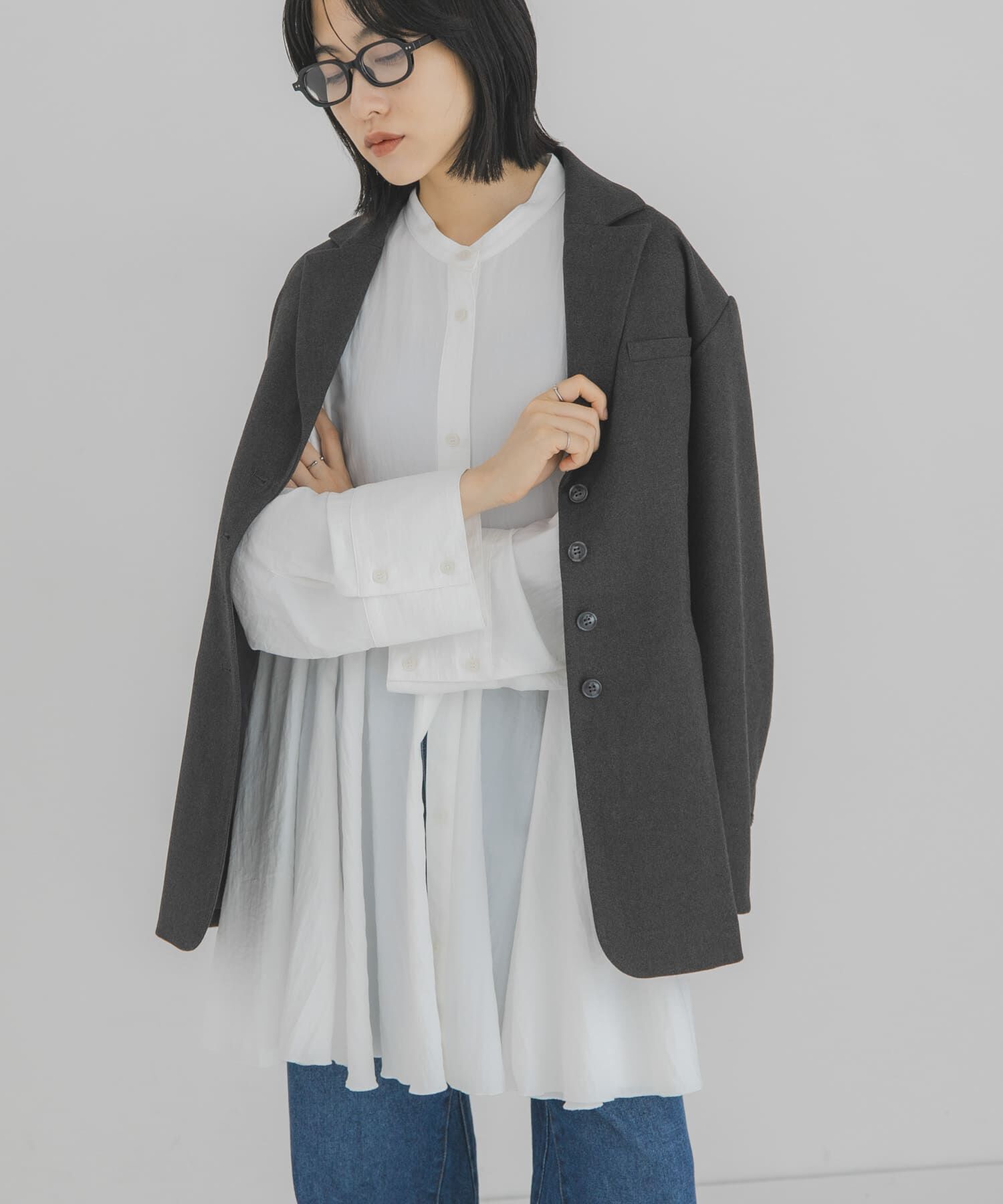  「ギャザーシャツワンピース」|ワンピース|