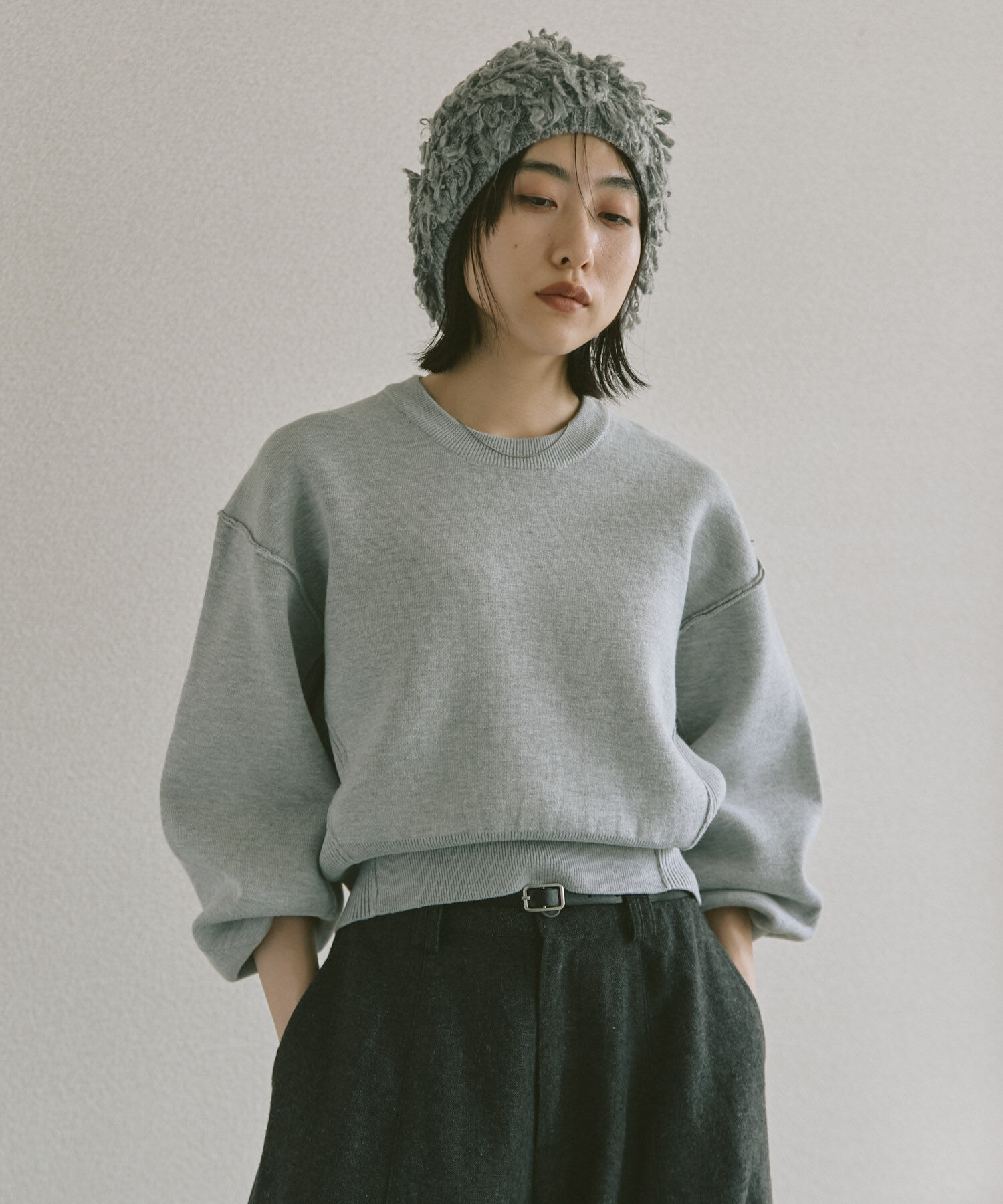  「『WEB限定』スウェットライクニット」|ニット・セーター|グレー系その他