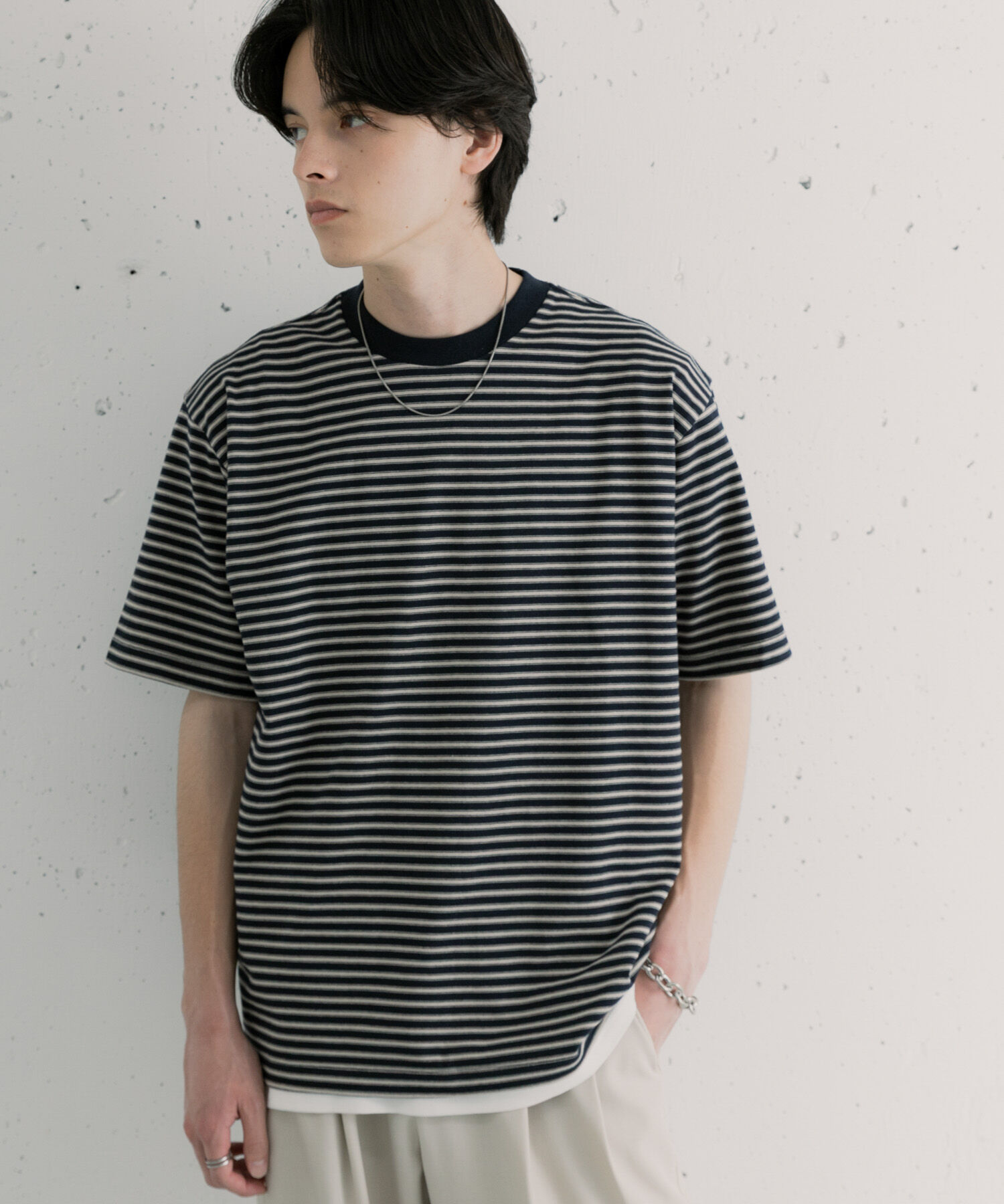 SENSE OF PLACE by URBAN RESEARCH「マルチボーダーショートスリーブTシャツ」|Tシャツ・カットソー|ネイビー