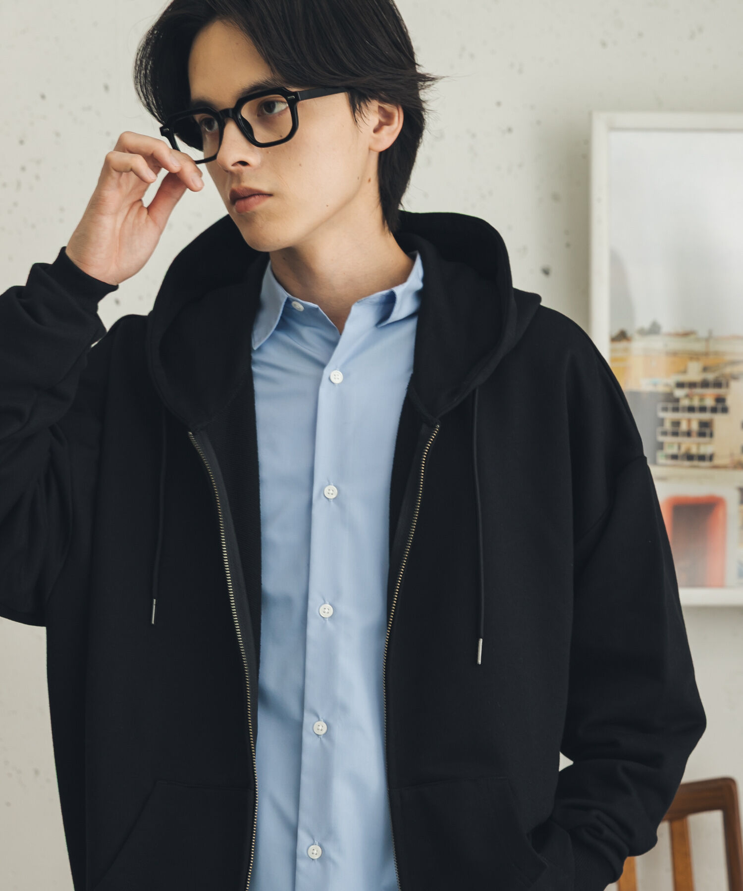 SENSE OF PLACE by URBAN RESEARCH「ドローコードWZIPパーカー」|パーカー|ブラック