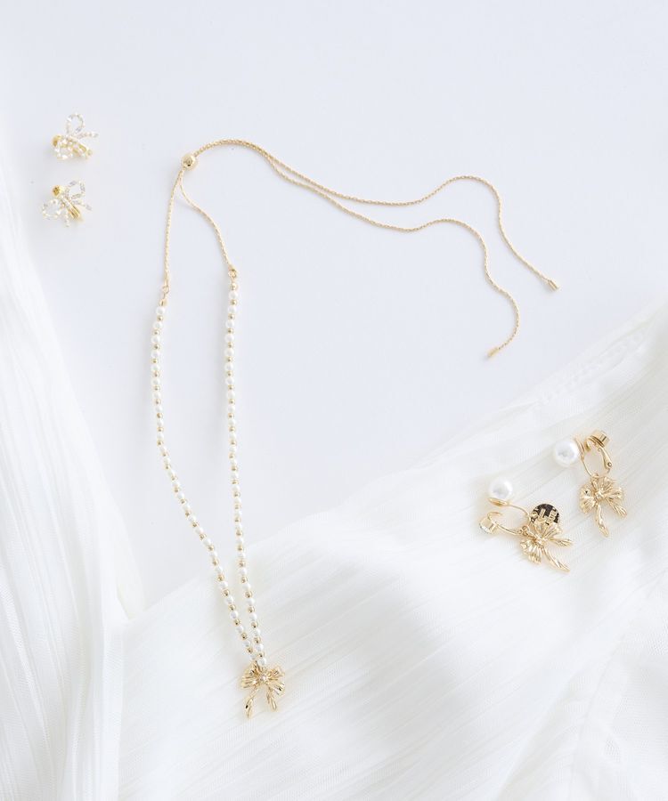 Maison de FLEUR「カーリーリボンスライドネックレス」|ネックレス|