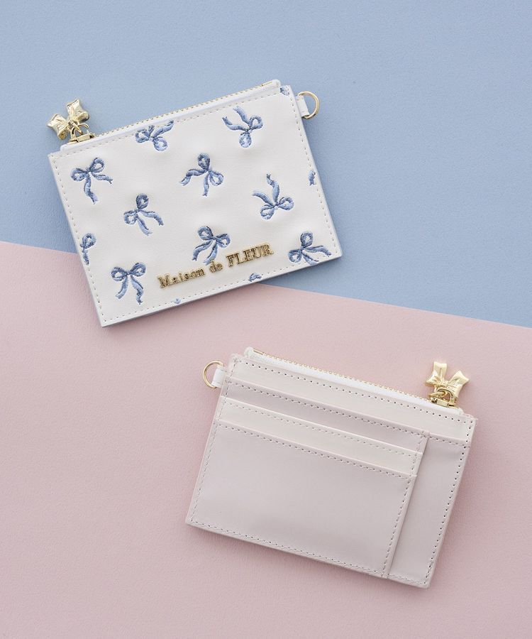 Maison de FLEUR「リボン刺繍カードケース」|財布|